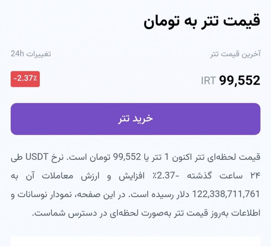 سقوط-تتر-به-زیر-۱۰۰-هزار-تومان